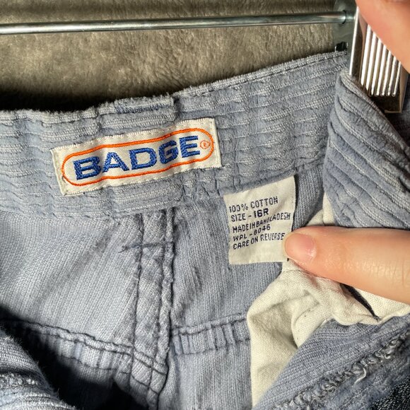 VTG Badge 90s Corduroy Shorts Women’s 16R Blue Relaxed Fit High Waist Baggy Surf - Picture 3 of 9